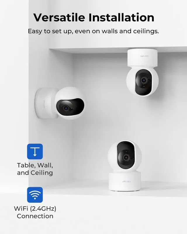 Alt view image 7 of 7 - 2.5K Indoor Camera, Room Camera for Bedroom, Dog/Pet/Baby/Nanny Cam with Xiaomi Home App, 360° Pan & Tilt Home Security Cam, Night Vision, Two Way Audio, 2.4GHz WiFi (C21 2 Pack)