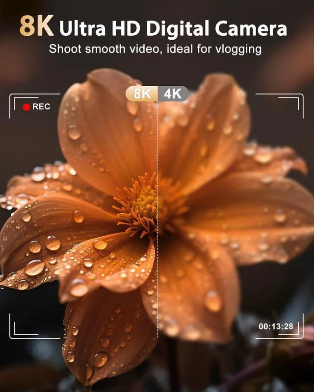 Alt view image 2 of 7 - 8K Digital Camera for Photography with WiFi, 96MP Autofocus Dual Screens Selfie Vlogging Camera with 16X Zoom, Compact Point and Shoot Travel Camera for Kids Teens Beginners with SD Card, 2 Batteries