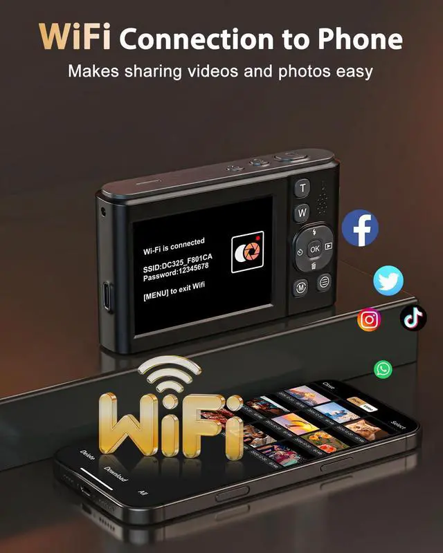 Alt view image 5 of 7 - 8K Digital Camera for Photography with WiFi, 96MP Autofocus Dual Screens Selfie Vlogging Camera with 16X Zoom, Compact Point and Shoot Travel Camera for Kids Teens Beginners with SD Card, 2 Batteries