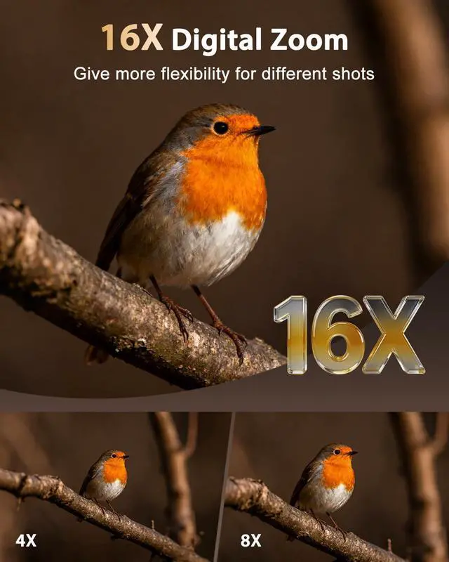 Alt view image 6 of 7 - 8K Digital Camera for Photography with WiFi, 96MP Autofocus Dual Screens Selfie Vlogging Camera with 16X Zoom, Compact Point and Shoot Travel Camera for Kids Teens Beginners with SD Card, 2 Batteries