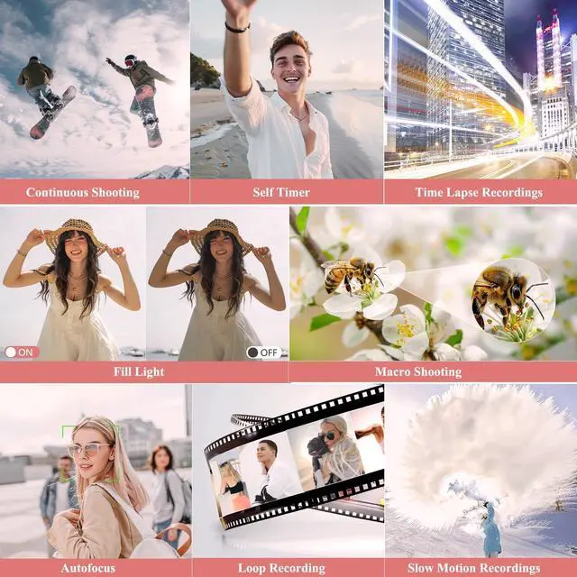 Alt view image 6 of 7 - 4K Digital Camera for Photography, 64MP Vlogging Camera for YouTube, WiFi Vlog Cameras with 18X Digital Zoom, 3'' Flip Screen and 32GB TF Card, Pink
