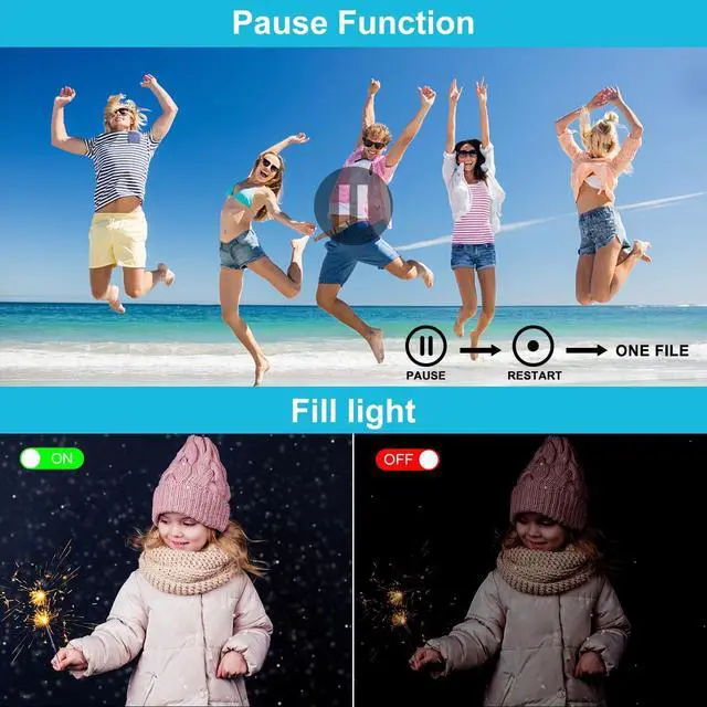 Alt view image 4 of 7 - Video Camera, FHD 4K 48MP Recorder for YouTube, 32G SD Card Vlogging Camera for TikTok, 3" 270° Rotation Screen 18X Zoom Vlogging Camcorders, Gift for Kids,Teens,Students,Beginners,Elders