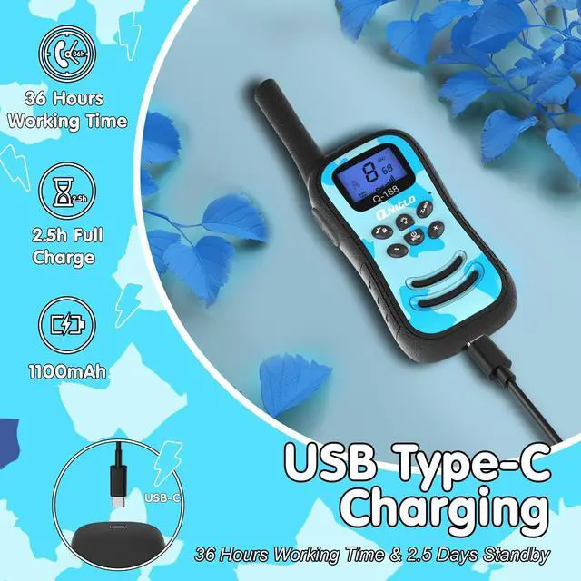 Alt view image 5 of 7 - Rechargeable Walkie Talkies for Kids 4 Pack for Outdoor Camping Hiking