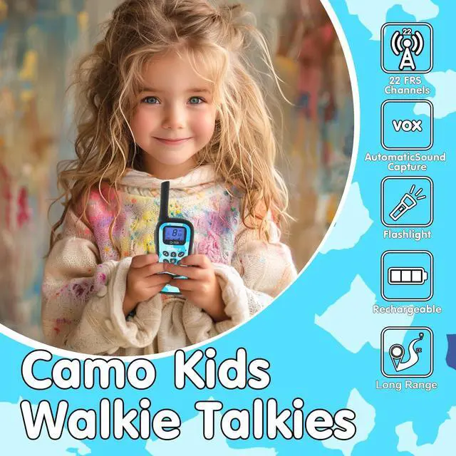 Alt view image 2 of 7 - Rechargeable Walkie Talkies for Kids 4 Pack for Outdoor Camping Hiking