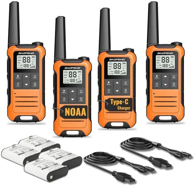 Main image of Walkie Talkies Long Range for Adult, Rechargeable Walkie Talkies 4 Pack F22 Portable FRS Two Way Radio with 1400mAh Battery USB-C Charger Flashlight NOAA Weather Radio for Camping Hunting Gear