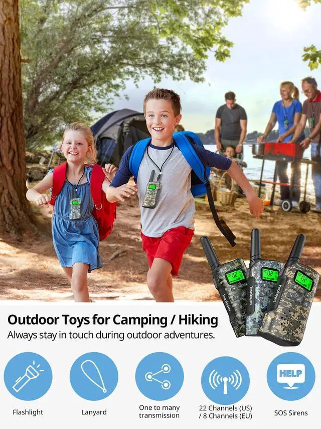 Alt view image 4 of 7 - Kids Walkie Talkies, Rechargeable 3 Pack Long Range 2-Way Radios