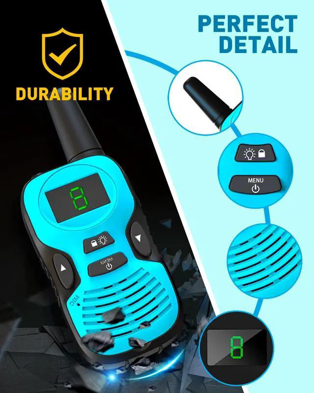 Alt view image 3 of 7 - Walkie Talkies for Kids Long Range: 4 Pack 4-Color Replaceable Back Shell