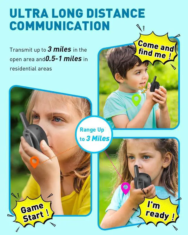Alt view image 4 of 7 - Walkie Talkies for Kids Long Range: 4 Pack 4-Color Replaceable Back Shell