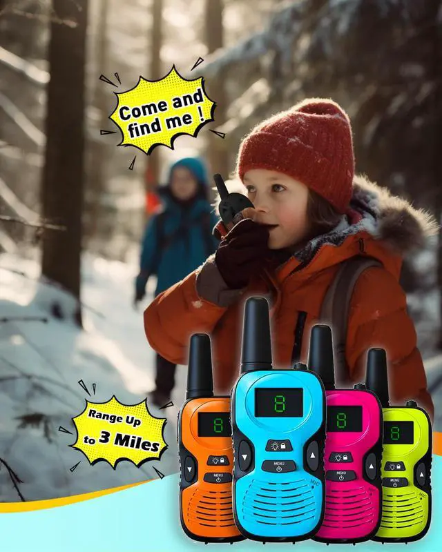 Alt view image 7 of 7 - Walkie Talkies for Kids Long Range: 4 Pack 4-Color Replaceable Back Shell