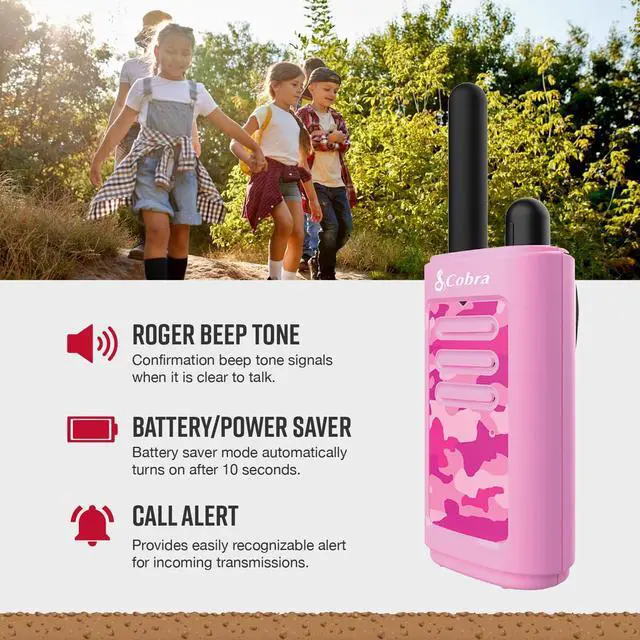 Alt view image 4 of 6 - HE150 P - Kid Friendly Walkie Talkies - 16-Mile Range, 2 Channels Two-Way Radio Set, Pink, (2-Pack)