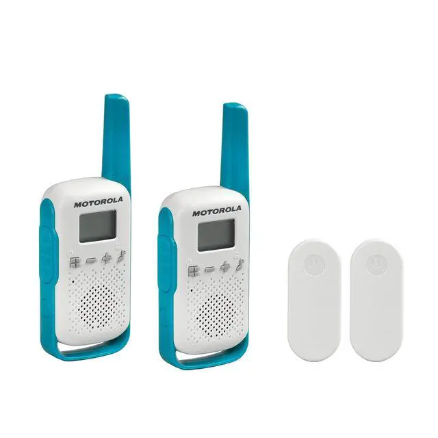 Alt view image 4 of 7 - Portable FRS, T114, Talkabout, Two-Way Radios, Battery Operated, 22 Channel, 16 Mile, White/Blue, 2 Pack