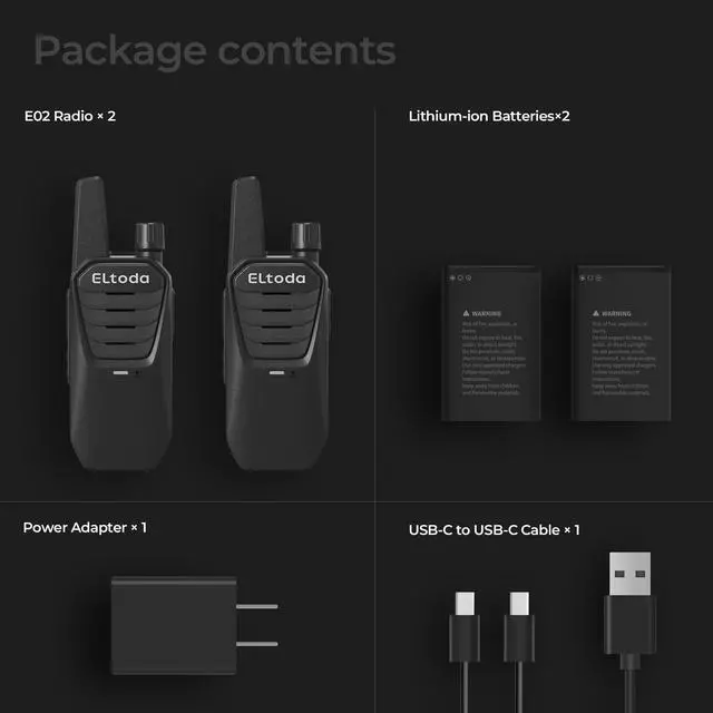 Alt view image 7 of 7 - E02 Walkie Talkies Long Range Rechargeable Two Way Radio for Adults
