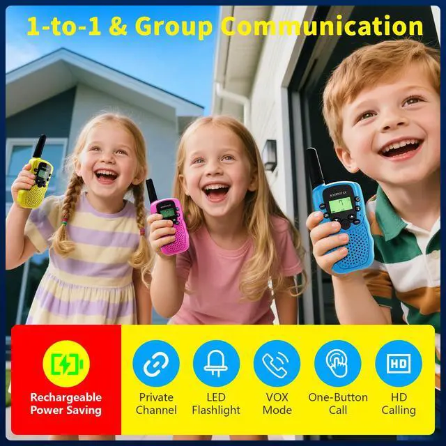 Alt view image 2 of 7 - Rechargeable Walkie Talkies for Kids 3 Pack, Walkie Talkie Toys for Girls Boys, Outdoor Toys/Outside Camping Games for Kids Age 4-8-12, Birthday Gifts for 4 5 6 7 8 9 10 Year Old