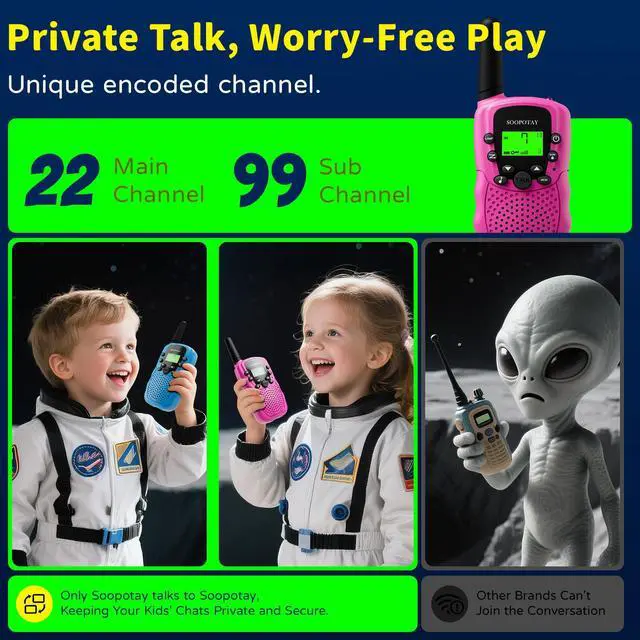 Alt view image 5 of 7 - Rechargeable Walkie Talkies for Kids 3 Pack, Walkie Talkie Toys for Girls Boys, Outdoor Toys/Outside Camping Games for Kids Age 4-8-12, Birthday Gifts for 4 5 6 7 8 9 10 Year Old