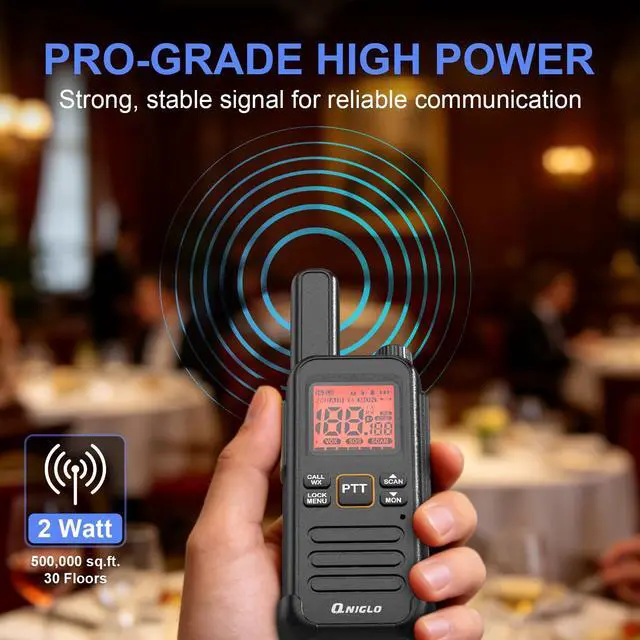 Alt view image 3 of 7 - FRS Rechargeable Walkie Talkies for Adults with Earpieces, Long Range Two-Way Radios, 10+ Features, VOX, SOS, 4-Day Standby - Ideal for Restaurant, Retail, Hospitality & Outdoor