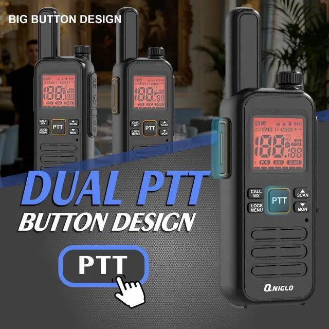 Alt view image 4 of 7 - FRS Rechargeable Walkie Talkies for Adults with Earpieces, Long Range Two-Way Radios, 10+ Features, VOX, SOS, 4-Day Standby - Ideal for Restaurant, Retail, Hospitality & Outdoor