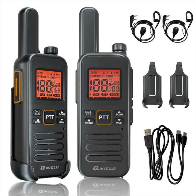 Main image of FRS Rechargeable Walkie Talkies for Adults with Earpieces, Long Range Two-Way Radios, 10+ Features, VOX, SOS, 4-Day Standby - Ideal for Restaurant, Retail, Hospitality & Outdoor
