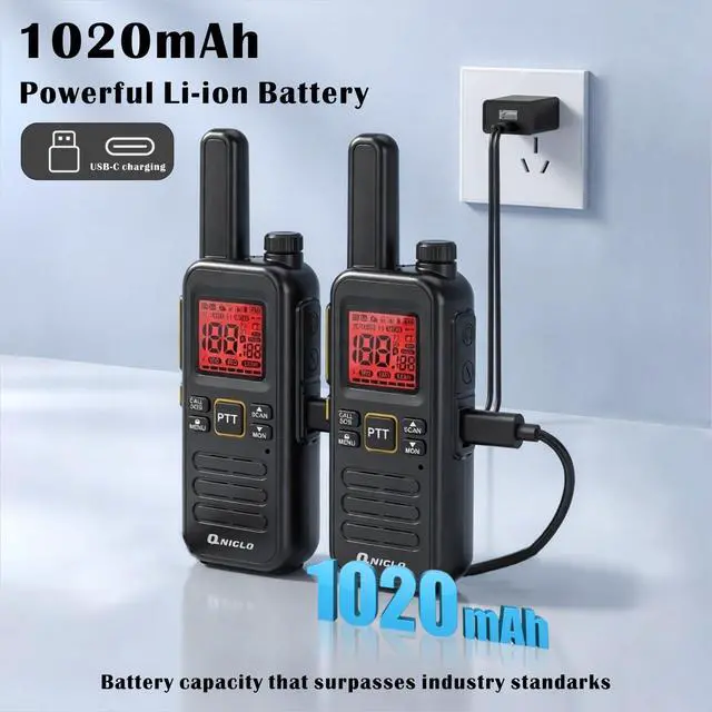 Alt view image 6 of 7 - FRS Rechargeable Walkie Talkies for Adults with Earpieces, Long Range Two-Way Radios, 10+ Features, VOX, SOS, 4-Day Standby - Ideal for Restaurant, Retail, Hospitality & Outdoor