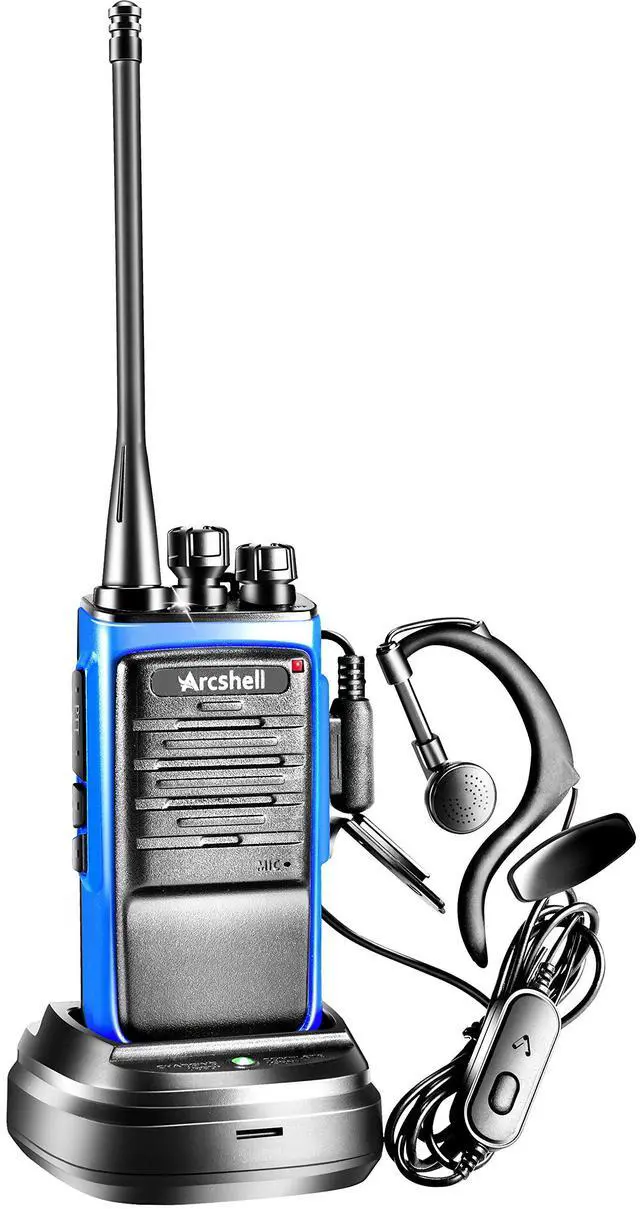 Alt view image 5 of 7 - Rechargeable Long Range Two-Way Radios with Earpiece 4 Pack AR-6 Walkie Talkies Li-ion Battery and Charger Included