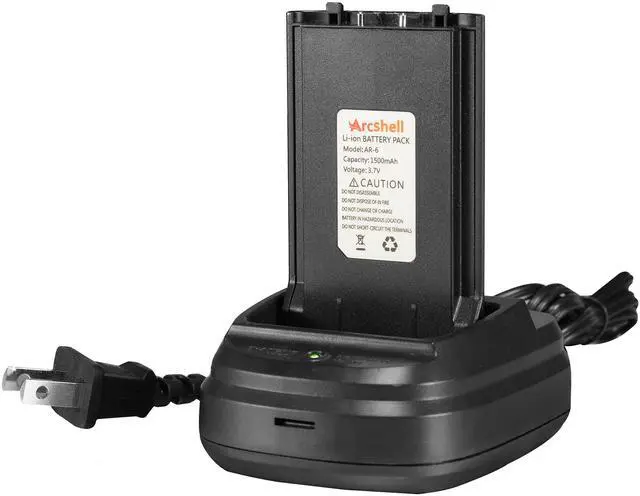 Alt view image 4 of 7 - Rechargeable Long Range Two-Way Radios with Earpiece 4 Pack AR-6 Walkie Talkies Li-ion Battery and Charger Included
