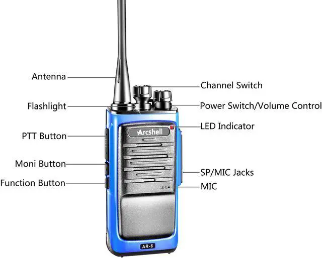 Alt view image 3 of 7 - Rechargeable Long Range Two-Way Radios with Earpiece 4 Pack AR-6 Walkie Talkies Li-ion Battery and Charger Included