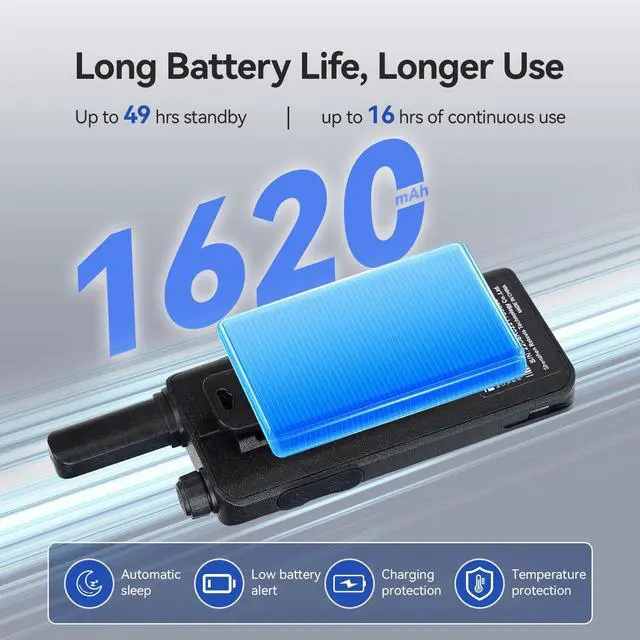 Alt view image 7 of 7 - RT22P,New Version of RT22(2.0),Rechargeable Walkie Talkies for Adults,Compact FRS Two-Way Radios,VOX Handsfree,1620mAh Large Battery,USB C Charger,2 Way Radio for Small Store Hotel(4 Pack)
