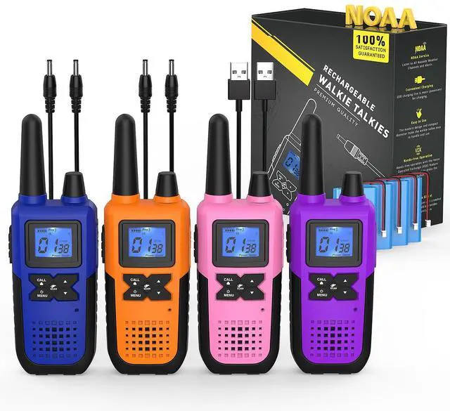 Main image of Walkie Talkies Rechargeable for Adults Long Range with NOAA Weather Alert, Multi-Purpose 2 Way Radios 4 Pack for Team Work Seniors Care Kids Adventure Family Camping Hiking Skiing Cruise