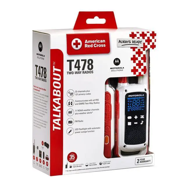 Alt view image 5 of 7 - Red Cross T478 Talkabout White Rechargeable Emergency preparedness 35-Mile 2-Way Radio