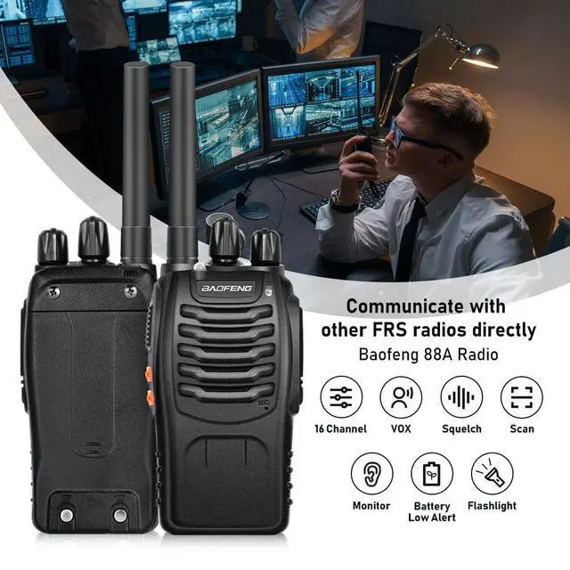 Alt view image 2 of 7 - Radio Walkie Talkies Long Range for Adults with 12PCS Rechargeable Batteries & Earpieces with Mic, VOX, Portable FRS Two Way Radios for Business Camping Family Kids, Black BF-88A 6Pack