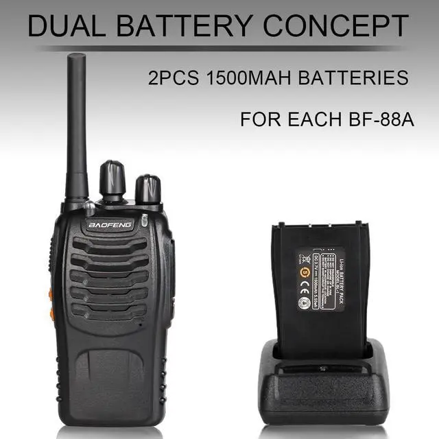 Alt view image 4 of 7 - Radio Walkie Talkies Long Range for Adults with 12PCS Rechargeable Batteries & Earpieces with Mic, VOX, Portable FRS Two Way Radios for Business Camping Family Kids, Black BF-88A 6Pack