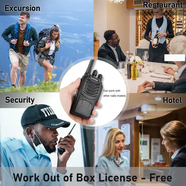 Alt view image 7 of 7 - Radio Walkie Talkies Long Range for Adults with 12PCS Rechargeable Batteries & Earpieces with Mic, VOX, Portable FRS Two Way Radios for Business Camping Family Kids, Black BF-88A 6Pack