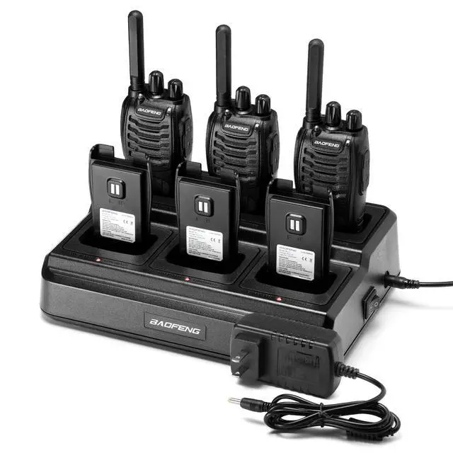 Alt view image 5 of 7 - BF-88ST Walkie Talkies Long Range (6 Pack), Rechargeable Two Way Radio with 6 Way Multi Unit Charger, License-Free Walky Talky for Adults with Earpieces, USB Charging, Black