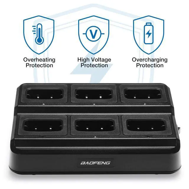 Alt view image 6 of 7 - BF-88ST Walkie Talkies Long Range (6 Pack), Rechargeable Two Way Radio with 6 Way Multi Unit Charger, License-Free Walky Talky for Adults with Earpieces, USB Charging, Black