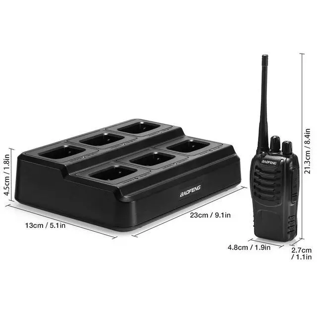 Alt view image 4 of 7 - 6pcs BF-888S Walkie Talkie for Adults, Long Range Two Way Radio, 1500mAh 16 CH, 6 Radios 6 Earpieces 1 Six-way Charger 1 Cable