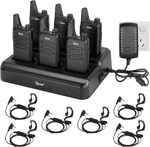 Main image of TD-M8s 22CH FRS Mini Walkie Talkies, 1500mAh Rechargeable with Charging Bay & Earpiece, VOX Hands-Free, License-Free Long Range 2 Way Radio for Warehouse, Retail, Hospitality, Event (6-Pack)