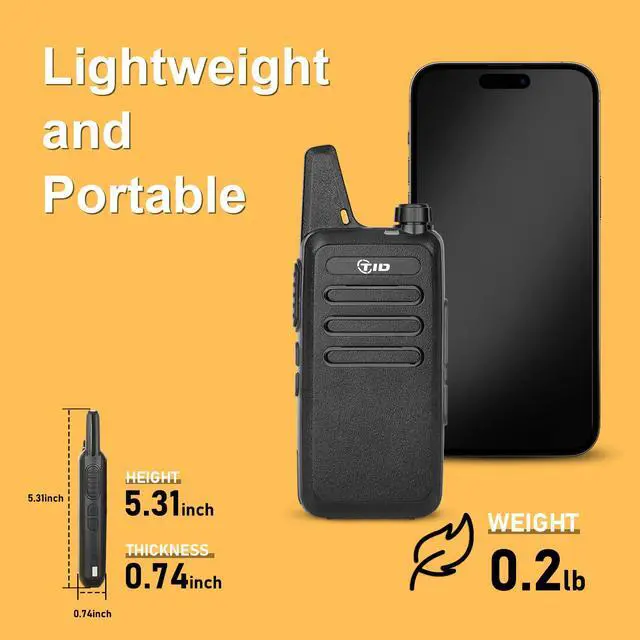Alt view image 5 of 7 - TD-M8s 22CH FRS Mini Walkie Talkies, 1500mAh Rechargeable with Charging Bay & Earpiece, VOX Hands-Free, License-Free Long Range 2 Way Radio for Warehouse, Retail, Hospitality, Event (6-Pack)