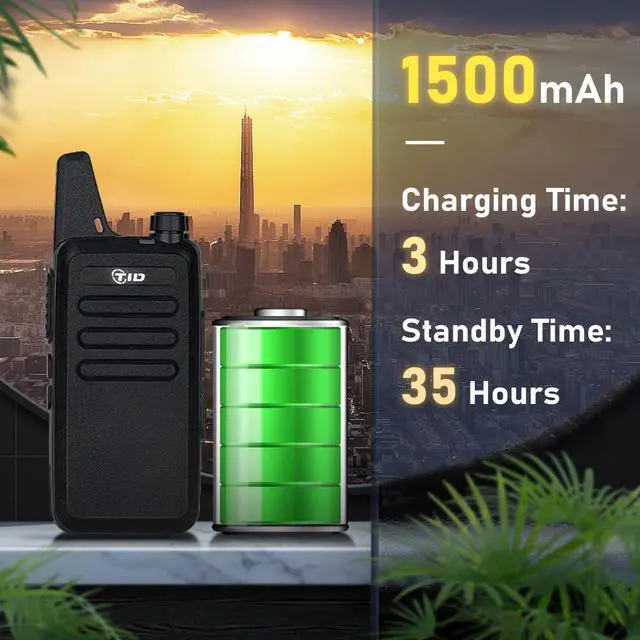 Alt view image 6 of 7 - TD-M8s 22CH FRS Mini Walkie Talkies, 1500mAh Rechargeable with Charging Bay & Earpiece, VOX Hands-Free, License-Free Long Range 2 Way Radio for Warehouse, Retail, Hospitality, Event (6-Pack)