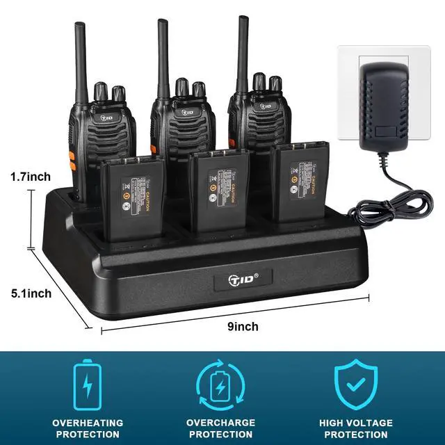 Alt view image 3 of 7 - 5.5-Mile Walkie Talkies Long Range with 6 Way Multi Unit Charger