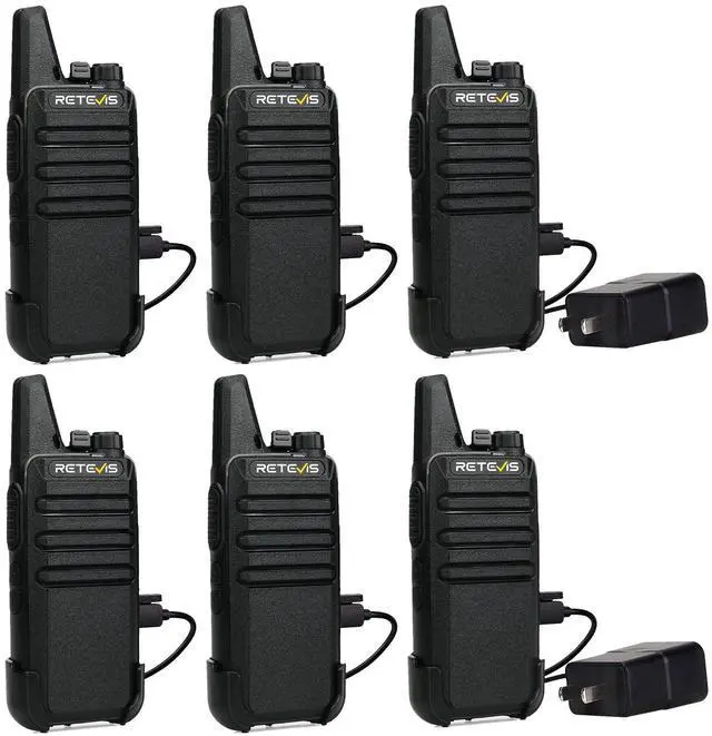 Main image of RT22 Walkie Talkies for Adults, Two Way Radios Long Range Rechargeable, VOX Handsfree, Mini Compact Walkie Talkie with USB Charger, for School Church Restaurant (6 Pack)