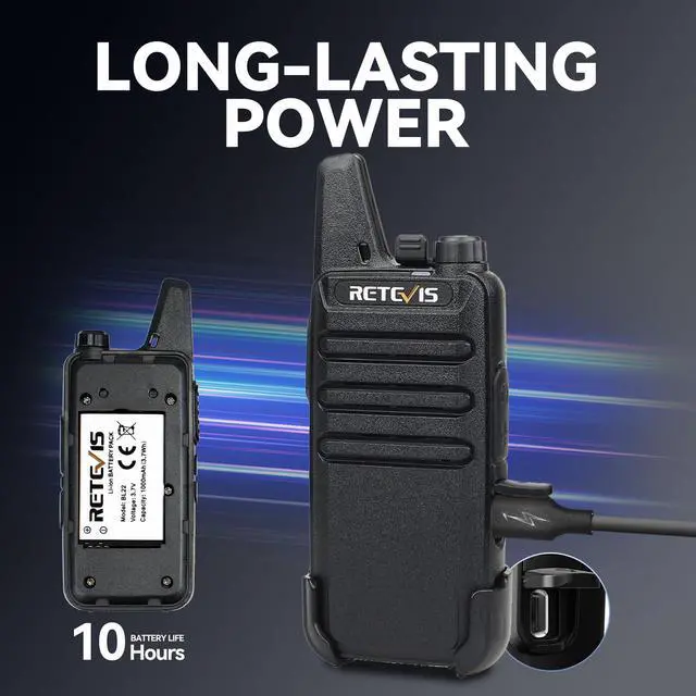 Alt view image 5 of 7 - RT22 Walkie Talkies for Adults, Two Way Radios Long Range Rechargeable, VOX Handsfree, Mini Compact Walkie Talkie with USB Charger, for School Church Restaurant (6 Pack)