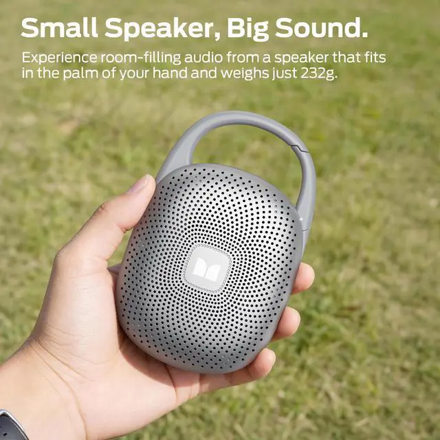 Alt view image 7 of 7 - Bluetooth Speaker Ultra-Portable with Integrated Carabiner Clip, IPX7 Waterproof, 29H Playtime, Bluetooth 6.0, TWS Pair Clip-On Speaker for Outdoor, Hiking, Beach, Shower & Travel, Light Grey