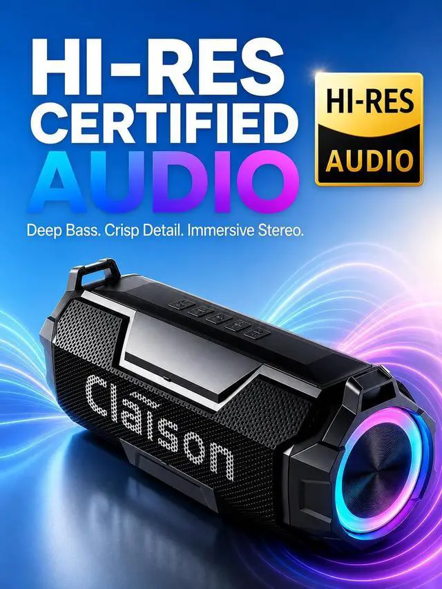Alt view image 2 of 7 - Portable Bluetooth Speaker, Bluetooth 6.0, Hi-Res Audio, IPX7 Waterproof, Deep Bass Stereo Sound, RGB Light, 24H Playtime, for Home, Party, Outdoor, Camping, Beach, Gift for Men Women Teens