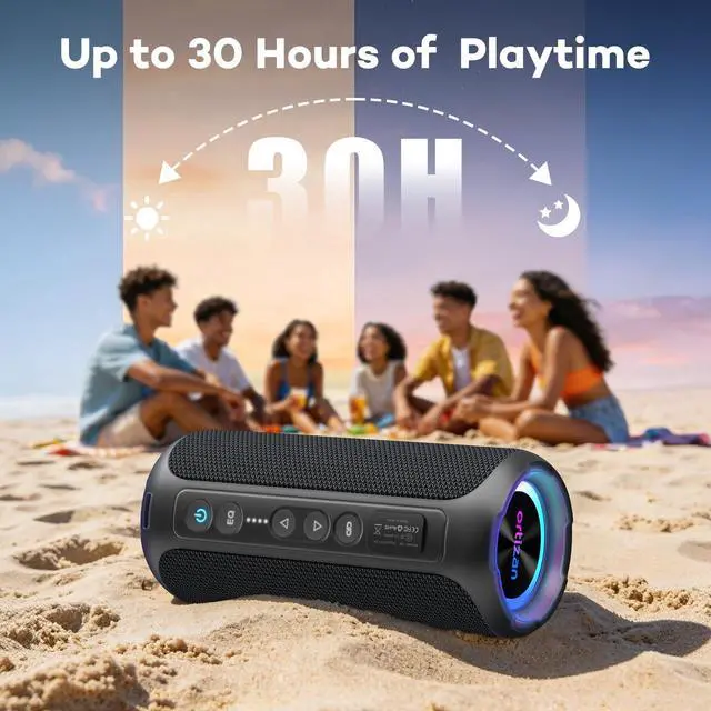 Alt view image 4 of 7 - Portable Bluetooth Speaker Wireless (2nd Gen), 40W Loud Sound and Deep Bass, 30 Hours Playtime, IPX7 Waterproof, TWS for 2 Speakers Pairing for Shower, Outdoor, Electronics Gift (Black)