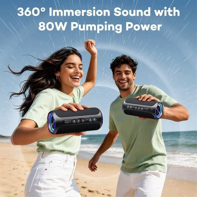 Alt view image 6 of 7 - Portable Bluetooth Speaker Wireless (2nd Gen), 40W Loud Sound and Deep Bass, 30 Hours Playtime, IPX7 Waterproof, TWS for 2 Speakers Pairing for Shower, Outdoor, Electronics Gift (Black)