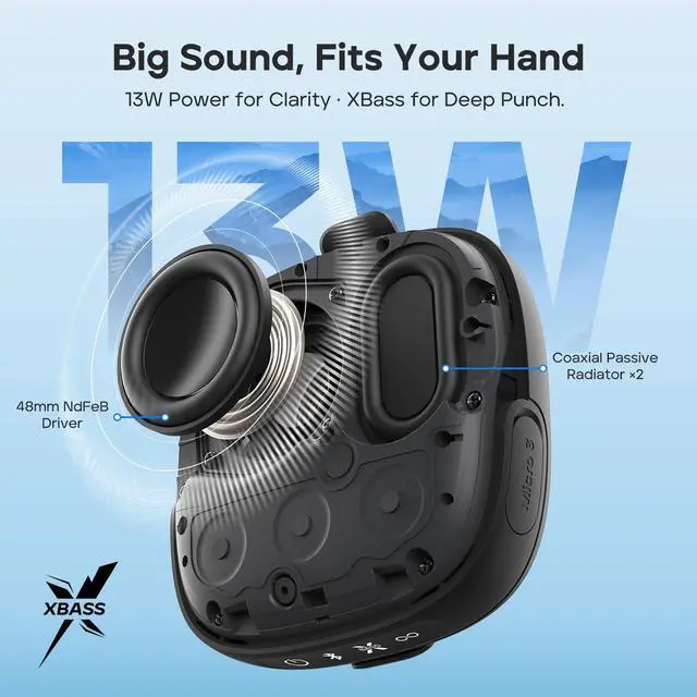 Alt view image 5 of 7 - StormBox Micro 3 Portable Bluetooth Speaker, 13W Bike Speaker with IP68 Waterproof, 24H Playtime, Wireless, BT6.0, Loud Sound, TWS Pairing, XBass, Magnetic & Strap for Outdoor/Home/Hiking/Golf