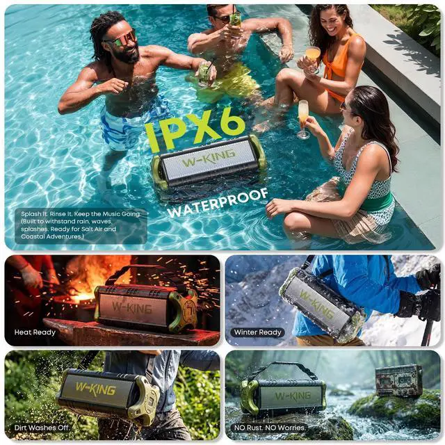 Alt view image 3 of 7 - Portable Speakers Bluetooth Wireless, 90W Max Loud Outdoor Speaker with Deep Bass, IPX6 Waterproof, Floatable, Custom EQ, 40H, Dual Pairing, Subwoofer *2, TF, Large Speaker for Beach/Garage/Jobsite