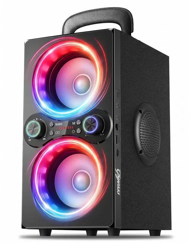 Main image of Party Loud Bluetooth Speaker: 80W Peak Powerful Bass, Long Playtime, Vibrant Lights, Portable Wireless Speakers with TWS Pairing, Large Subwoofer for Outdoor, Garage & Home