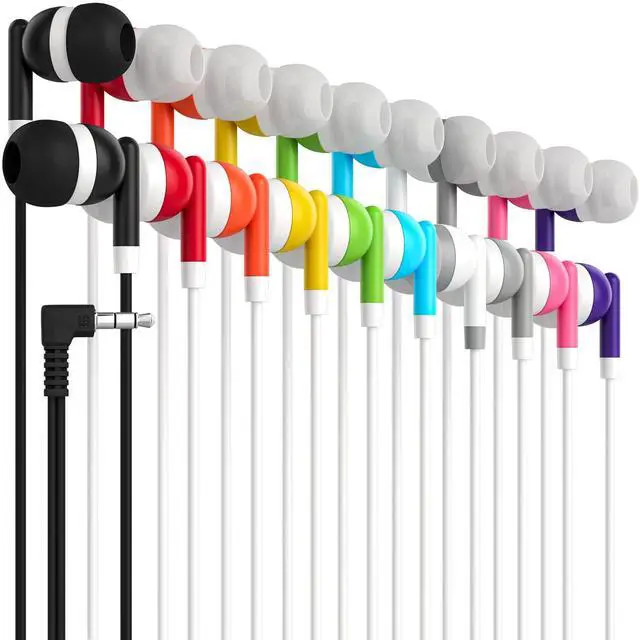 Main image of Bulk Earbuds with 3.5 mm Headphone Plug - 10 Pack Wholesale Bundle - Multi Color