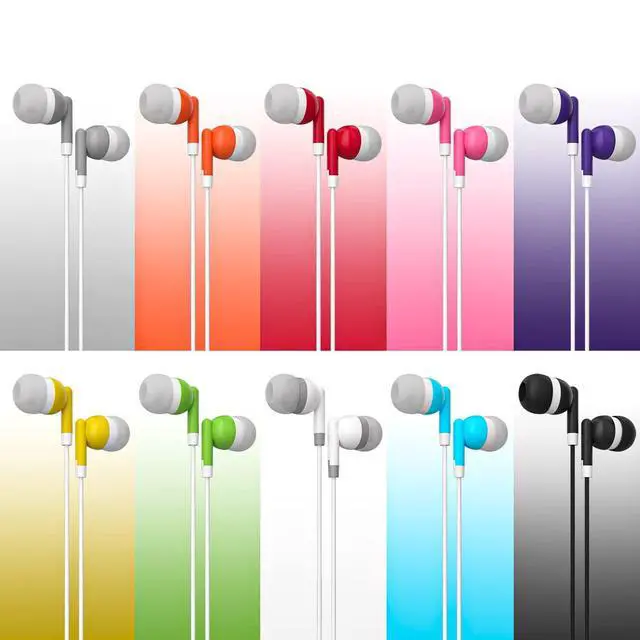 Alt view image 2 of 6 - Bulk Earbuds with 3.5 mm Headphone Plug - 10 Pack Wholesale Bundle - Multi Color