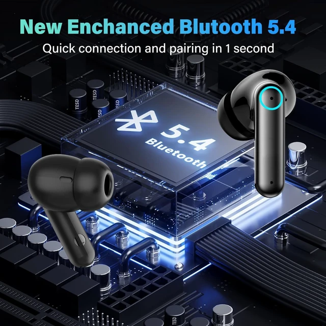 Alt view image 5 of 7 - Wireless Earbuds Bluetooth 5.4 Ear Buds, Hi-Fi Stereo Bass Ear Buds with 48H Playtime & LED Display, Lightweight in-Ear Headphones with Mic, Touch Control for Android & iOS(Black)